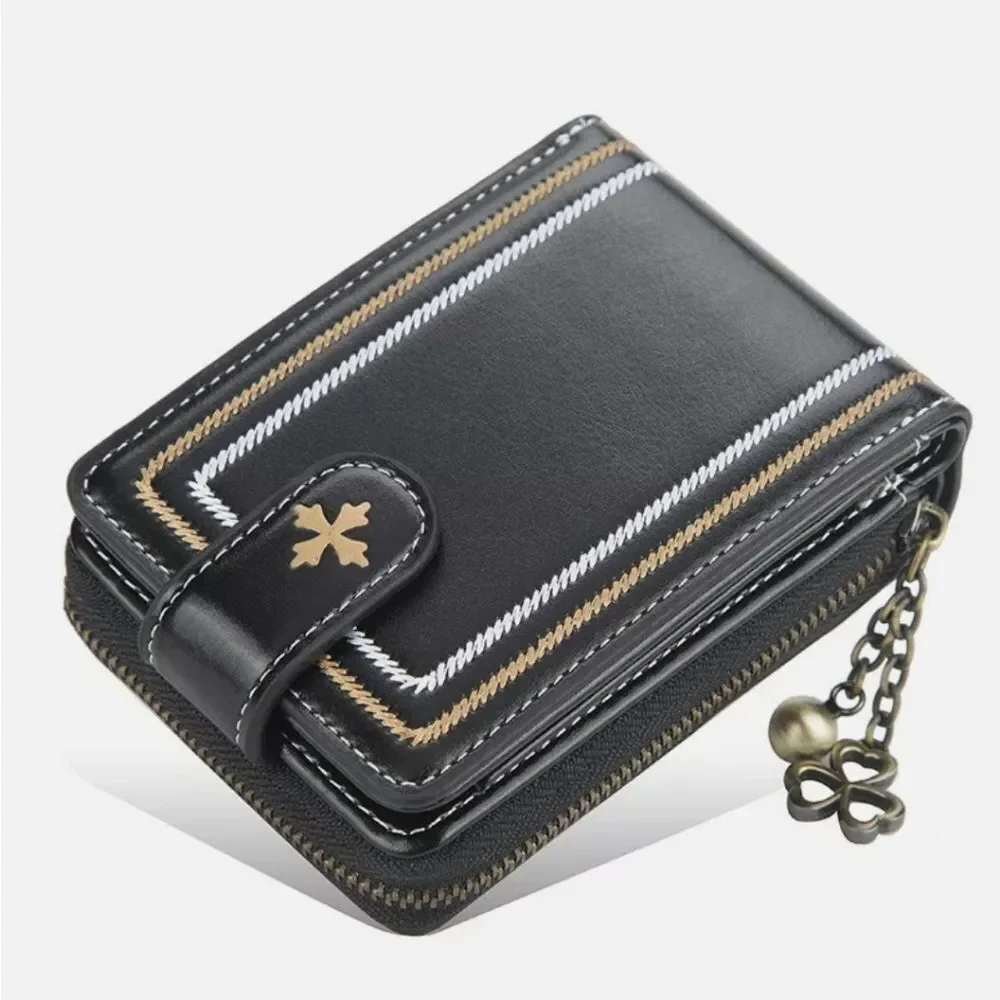 PU Leather Clutch Multi-card Organ Style Coin Pocket Buckle Secure Wallet